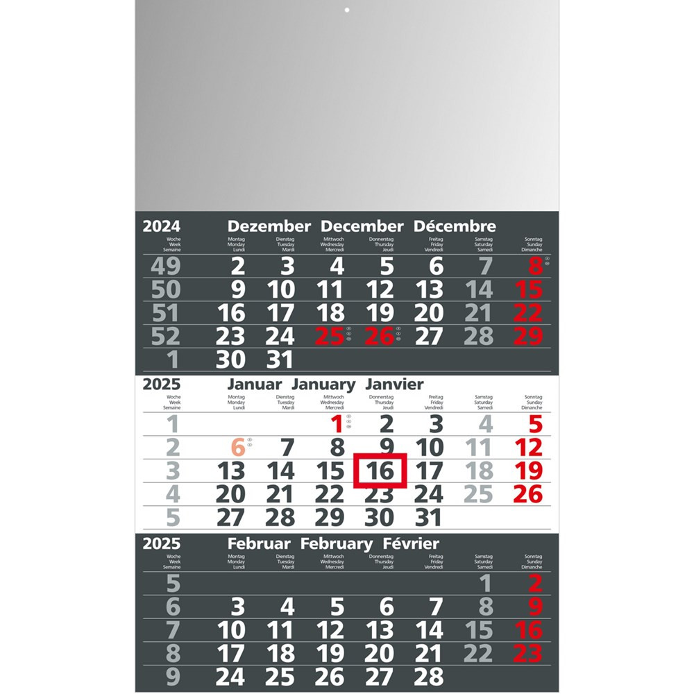 3-Monats-Wandkalender 2025