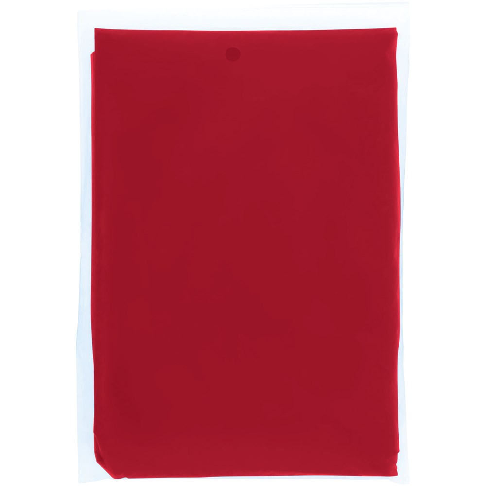 Poncho jetable pour la pluie Mayan recyclé certifié GRS avec pochette de rangement rouge