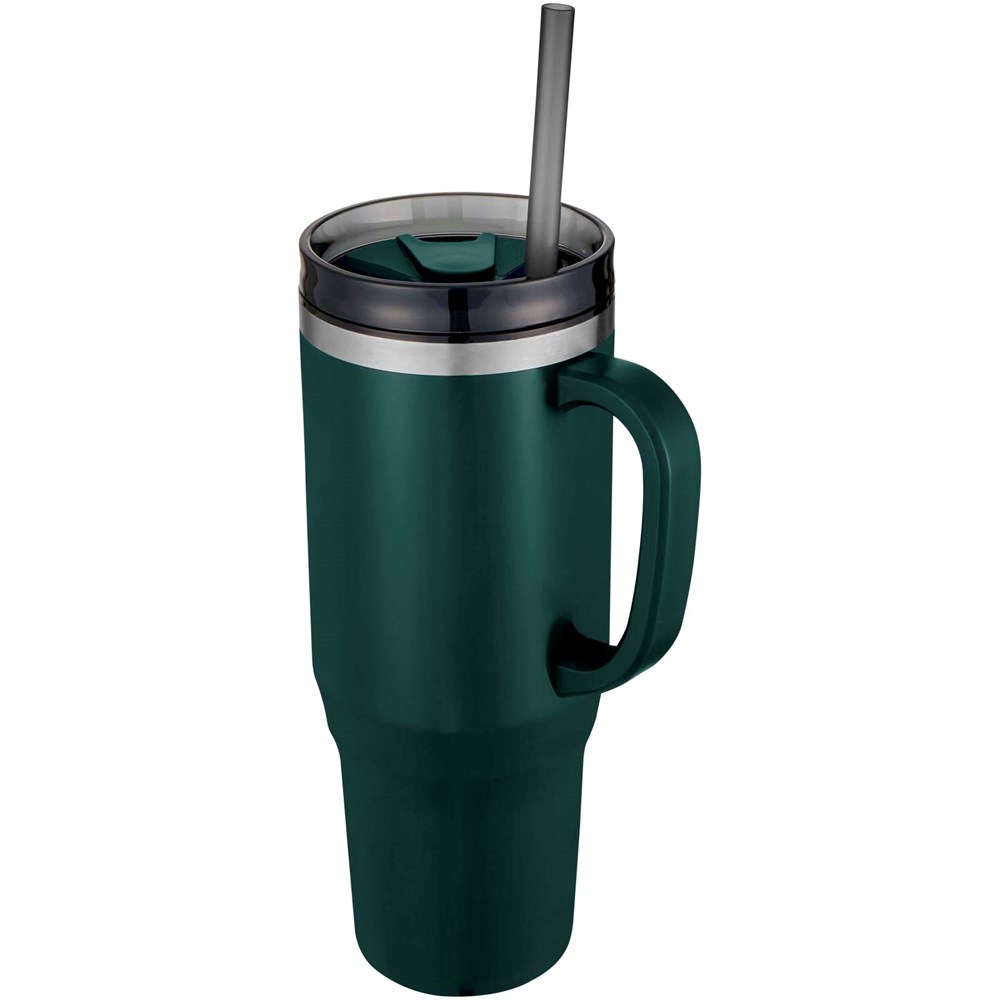 Mug isotherme Melbourne 1200 ml certifié RCS avec paille Green flash