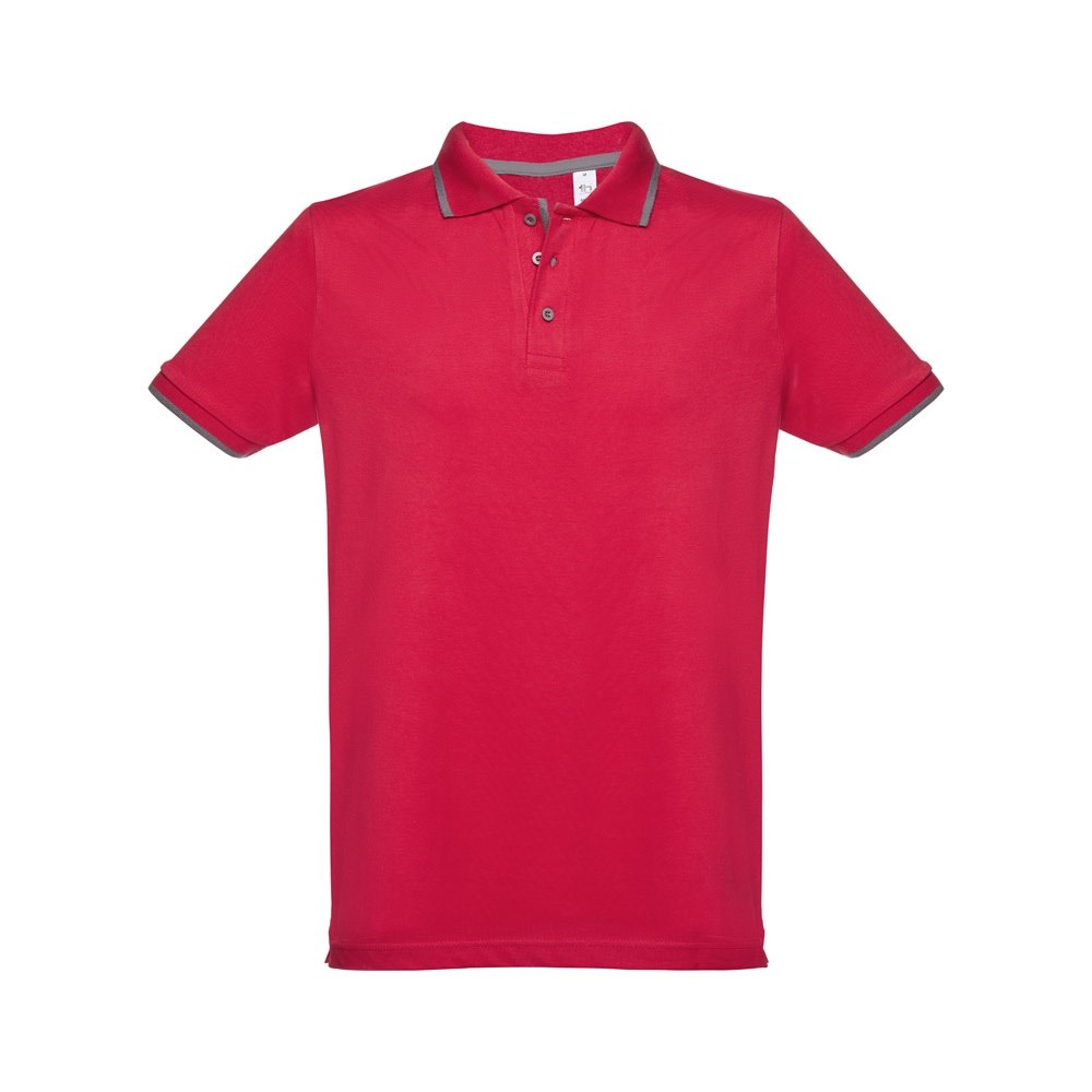 THC ROME Zweifarbiges Baumwoll-Poloshirt für Herren rot