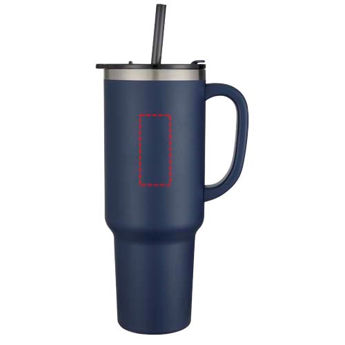 Mug Sydney 1200 ml double paroi certifié RCS avec isolation par le vide et couche de cuivre avec paille Marine