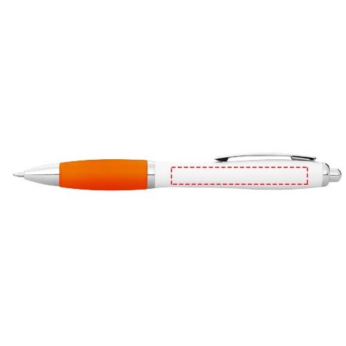 Stylo bille avec corps blanc et grip coloré Nash (encre bleue) Blanc, Orange