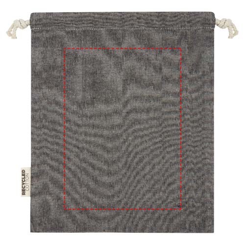 Pheebs 150 g/m² GRS Zuziehbeutel aus Recyclingbaumwolle mittel 1,5 l heather schwarz