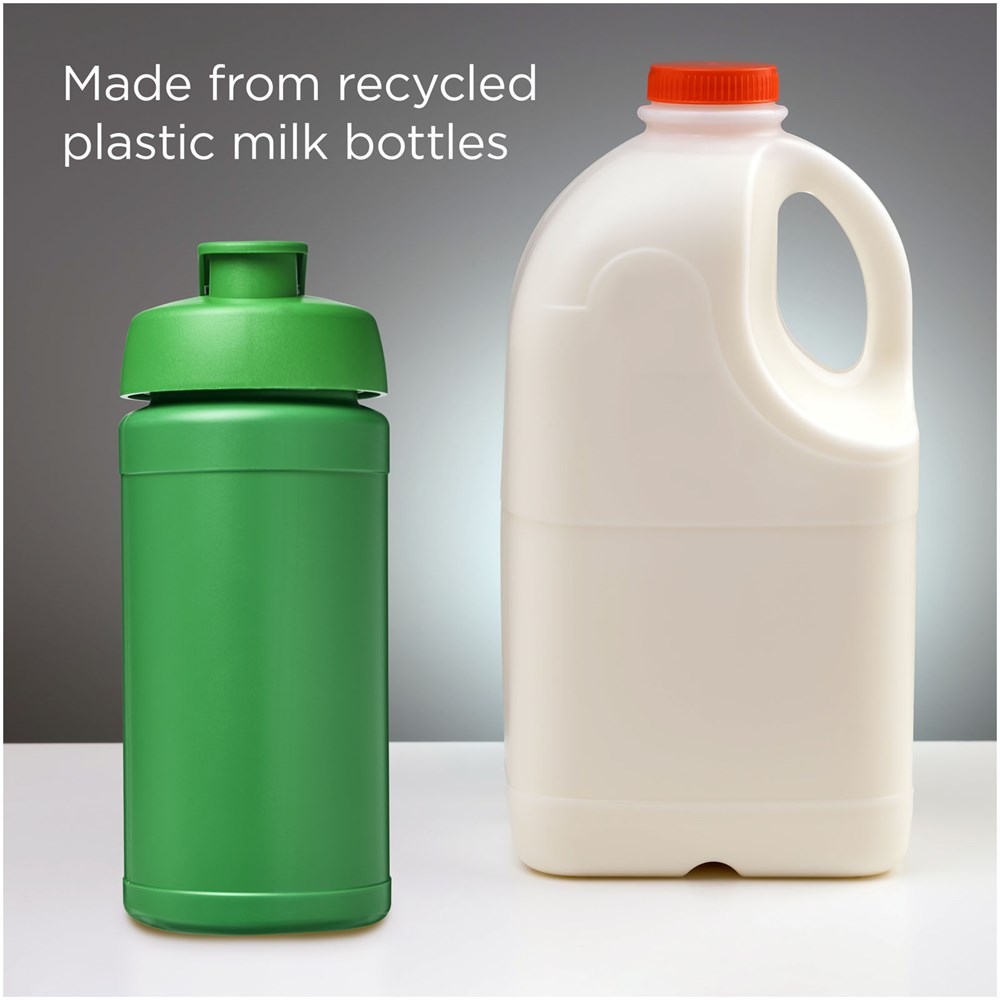 Bouteille de sport Baseline de 500 ml recyclée avec couvercle rabattable Vert, Vert