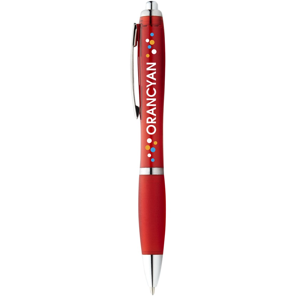 Stylo bille avec corps et grip colorés Nash (encre bleue) rouge