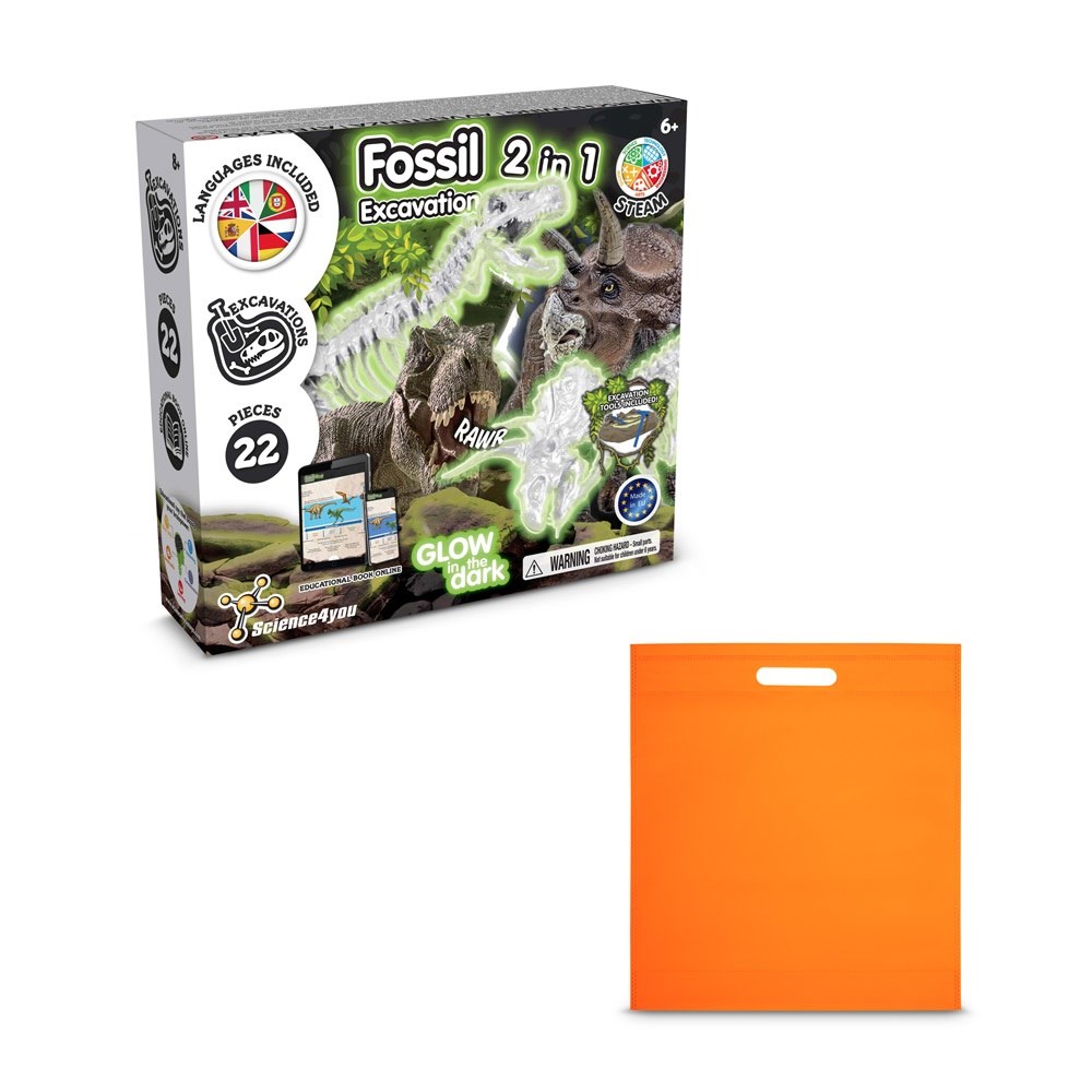 2 in 1 Fossil Excavation Kit IV Lernspiel lieferung inklusive einer non-woven tasche (80 g/m²) orange