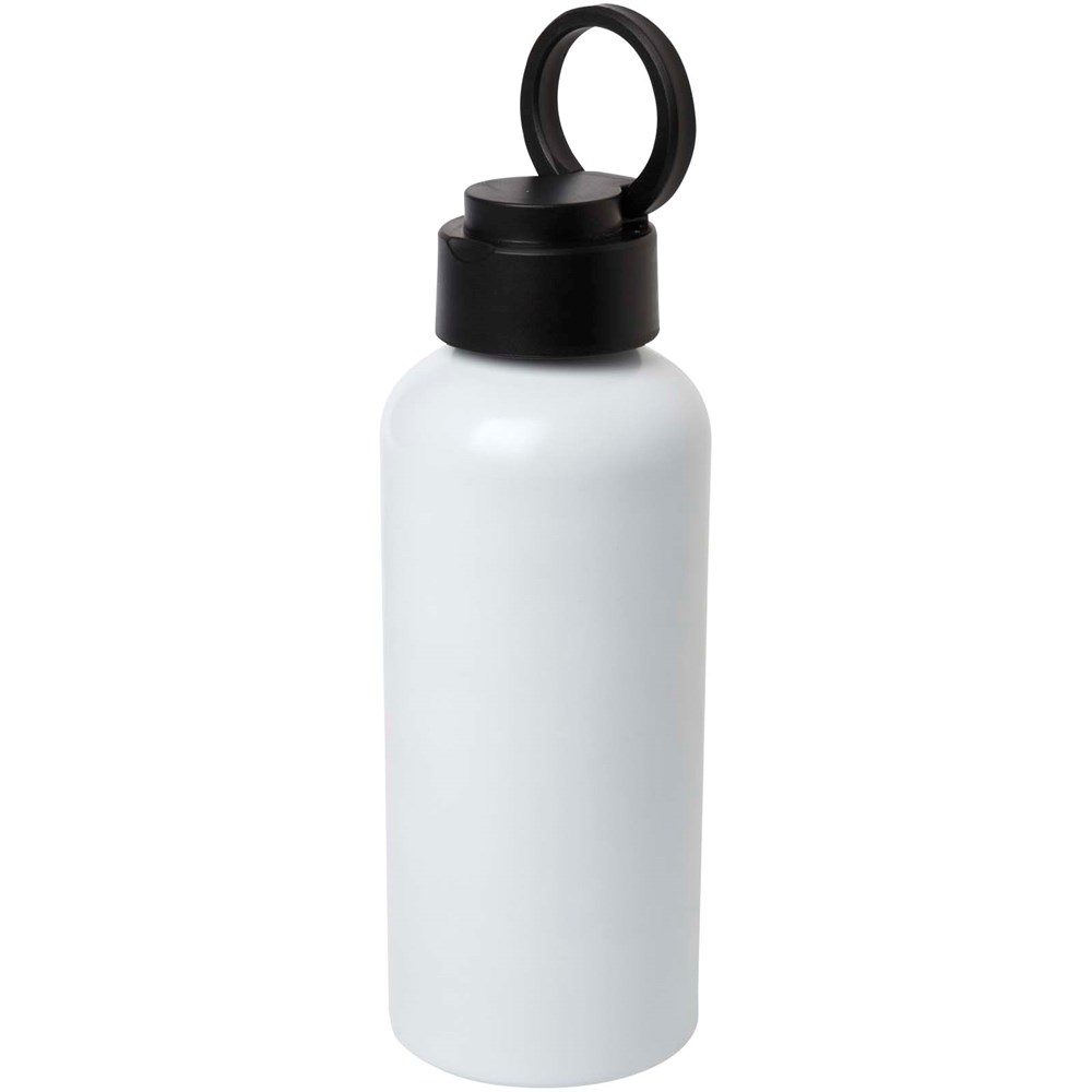 Bouteille d’eau Trinity de 600 ml en aluminium recyclé certifié RCS et couvercle en rPET blanc