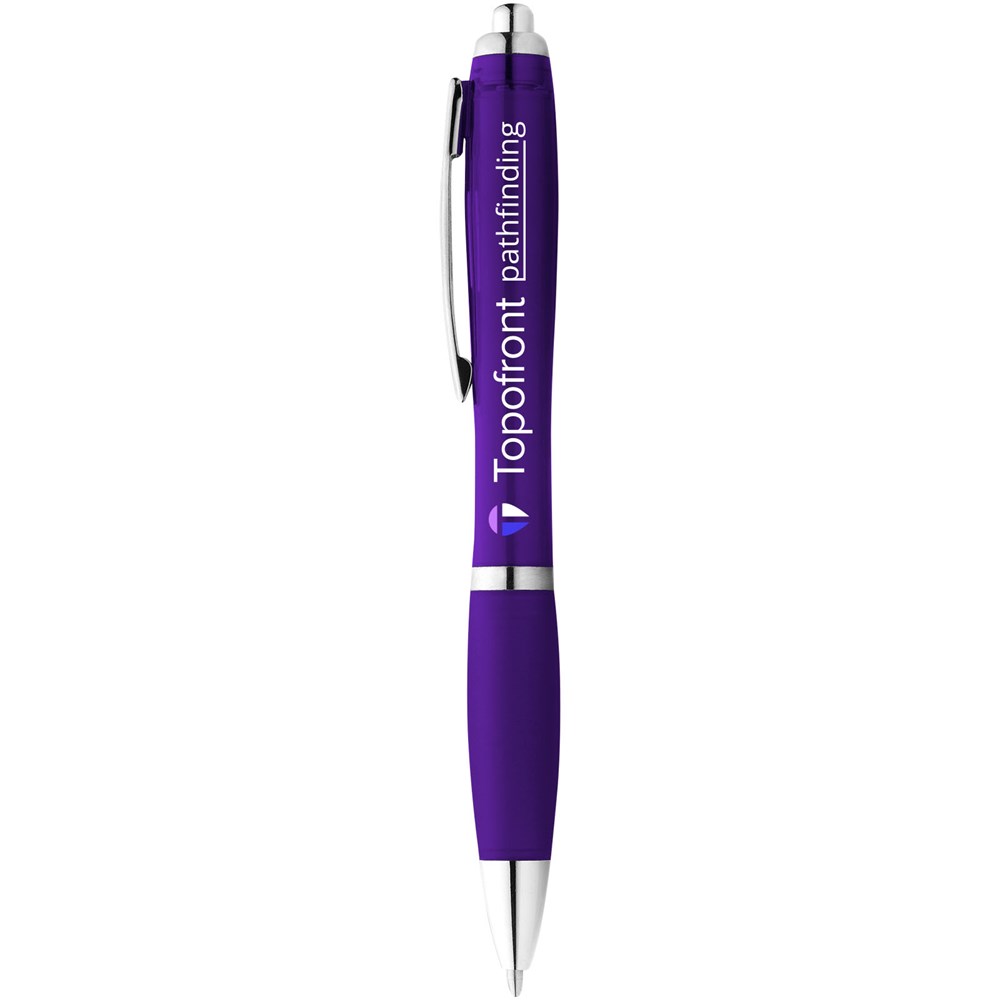 Stylo bille avec corps et grip colorés Nash (encre bleue) Violet