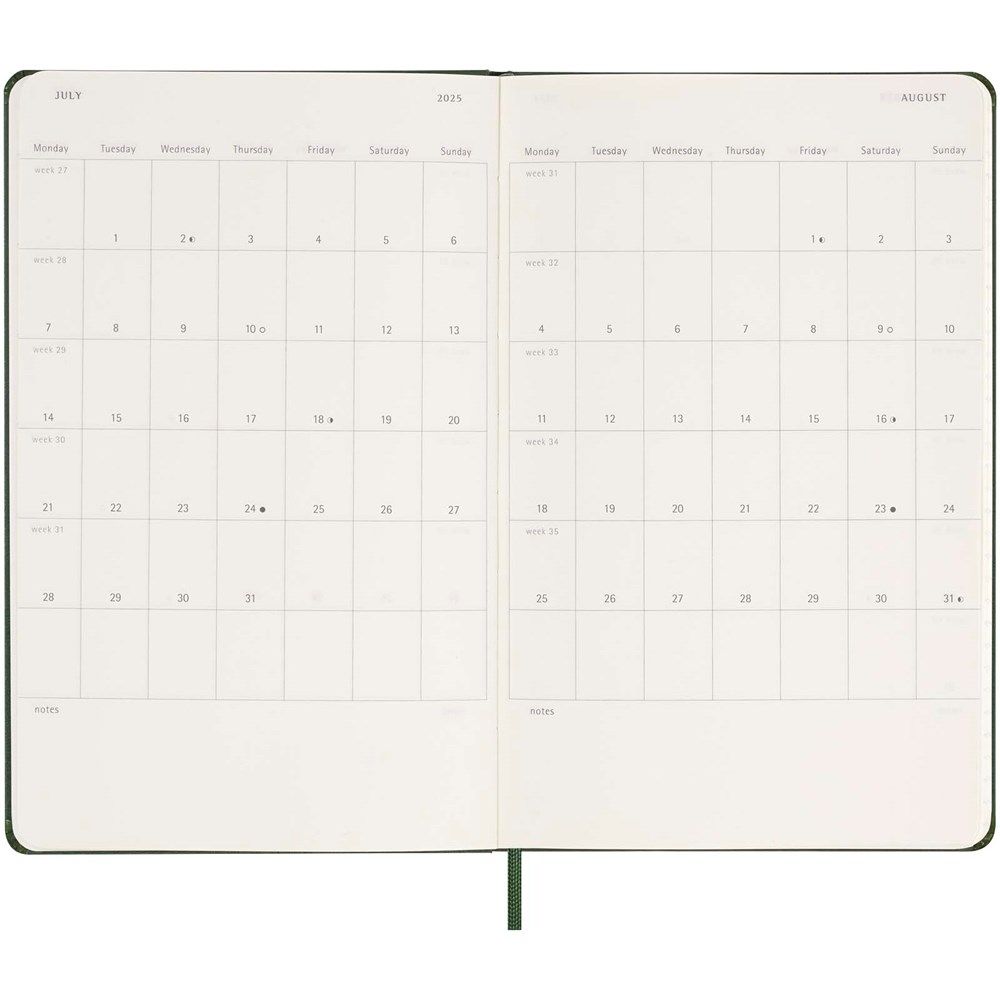 Moleskine Hardcover 12 Monate Wochenkalender L myrtengrün