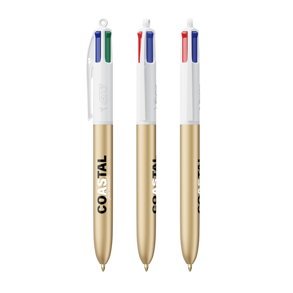 BIC® 4 Colours Glacé with Lanyard Goldglace / Weiss