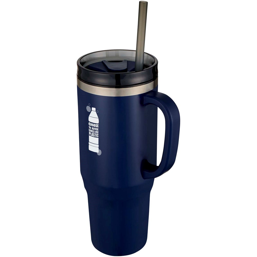 Mug isotherme Melbourne 1200 ml certifié RCS avec paille Marine