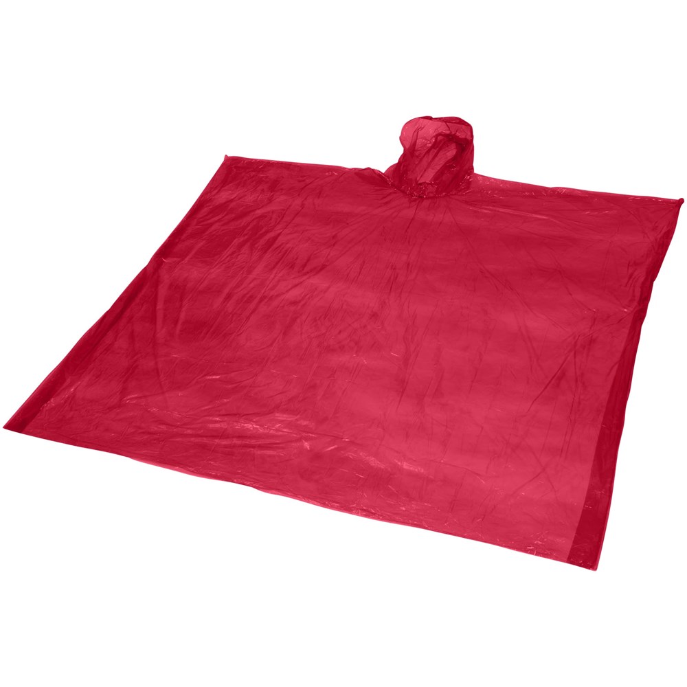 Poncho jetable pour la pluie Mayan recyclé certifié GRS avec pochette de rangement rouge