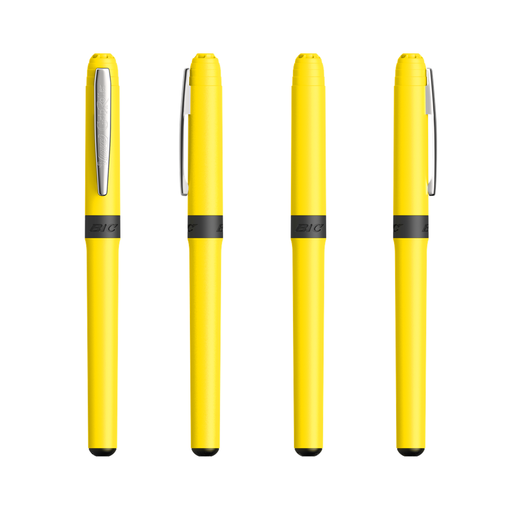 BIC® Grip Roller Jaune - Chrome - encre noire