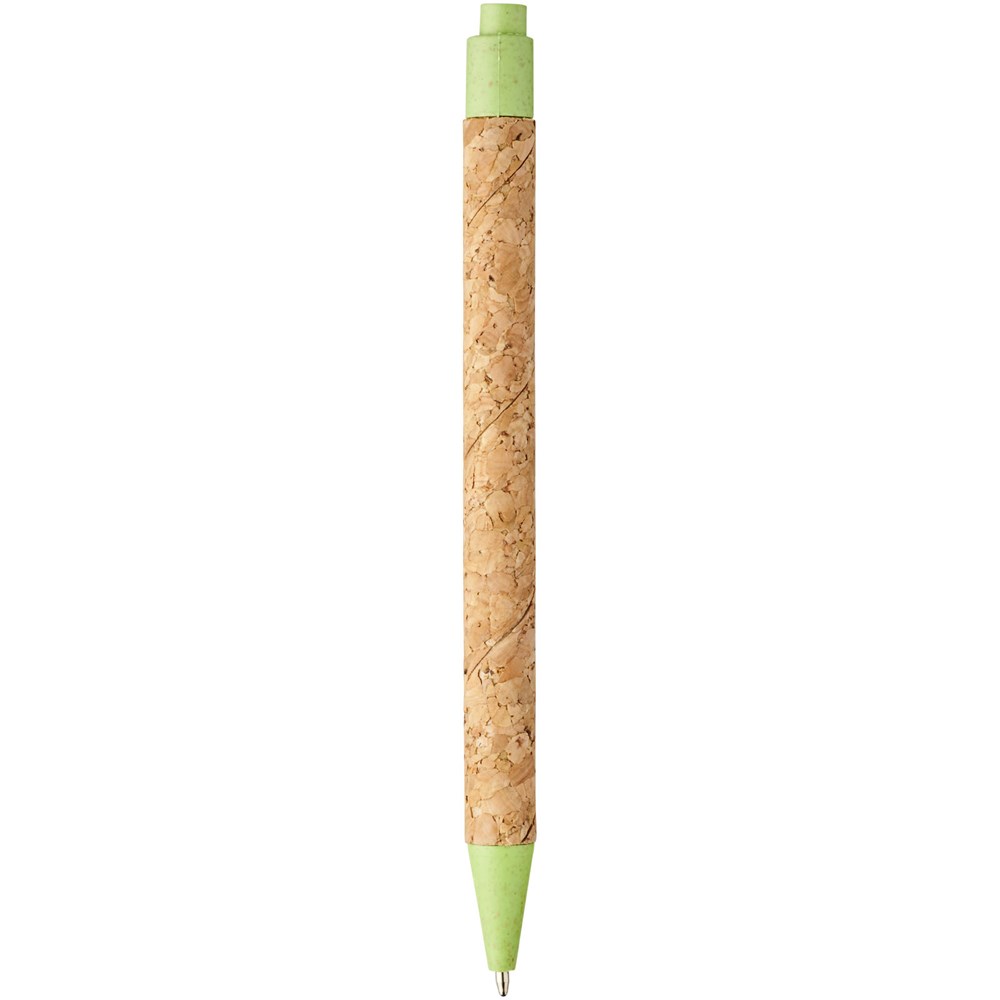 Stylo bille Midar en liège et paille de blé (encre noire) Naturel, Vert pomme