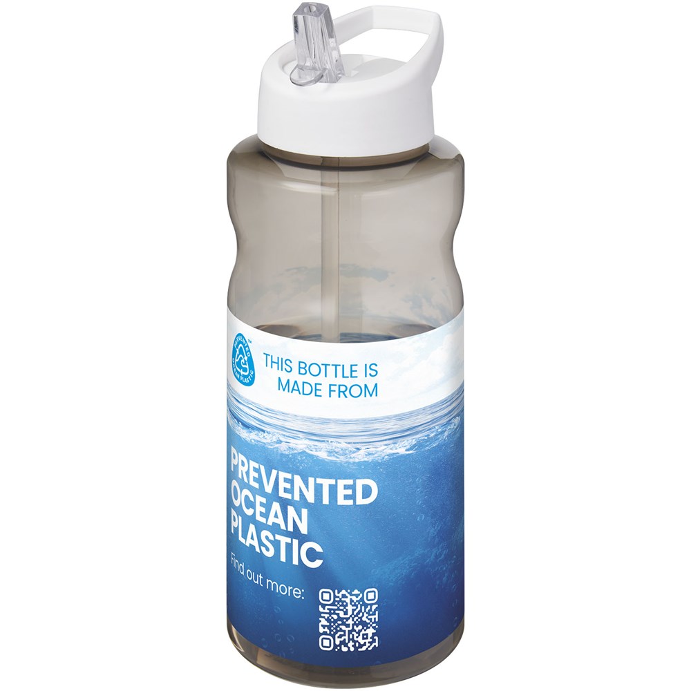 Bouteille de sport H2O Active® Eco Big Base de 1 litre avec couvercle à bec verseur Charbon, Blanc