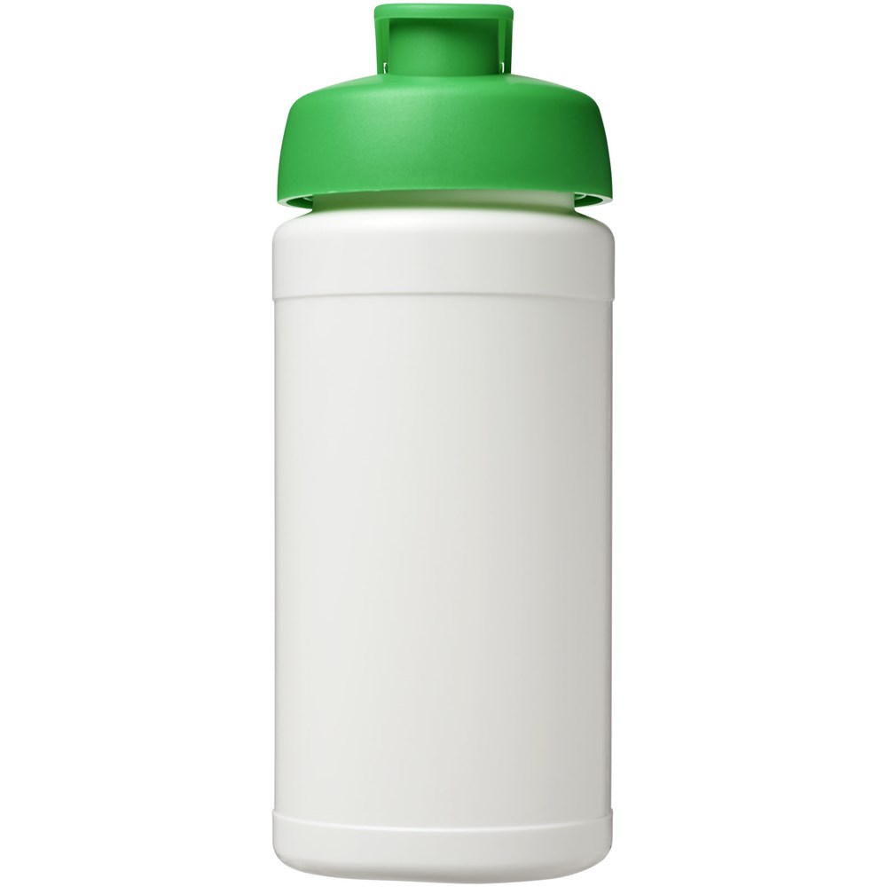 Bouteille de sport Baseline de 500 ml recyclée avec couvercle rabattable Blanc, Vert