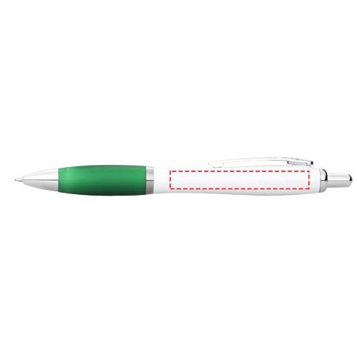 Stylo bille avec corps blanc et grip coloré Nash (encre bleue) Blanc, Vert