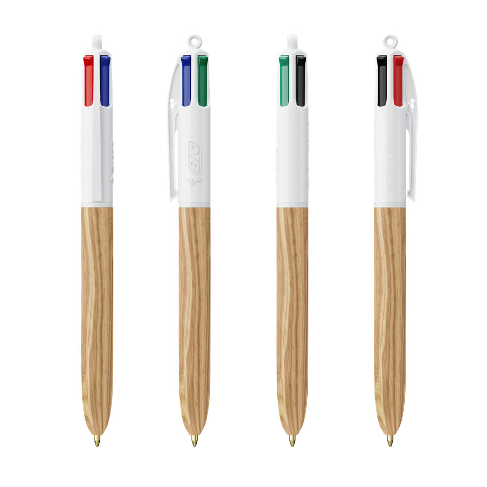 BIC® 4 Colours Wood Style Weiss/Naturholz