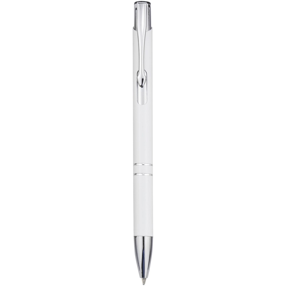 Stylo bille rétractable en aluminium Moneta (encre bleue) Blanc