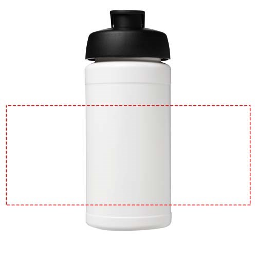 Bouteille de sport Baseline de 500 ml recyclée avec couvercle rabattable Blanc, Noir