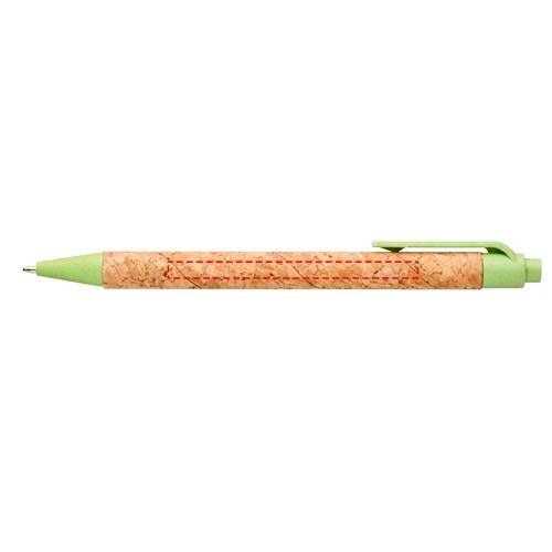 Stylo bille Midar en liège et paille de blé (encre noire) Naturel, Vert pomme