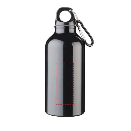 Bouteille d'eau Oregon de 400 ml en aluminium recyclé certifié RCS avec mousqueton noir