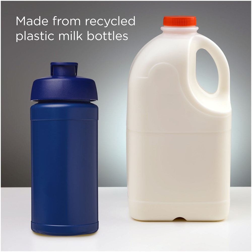 Bouteille de sport Baseline de 500 ml recyclée avec couvercle rabattable Bleu, Bleu