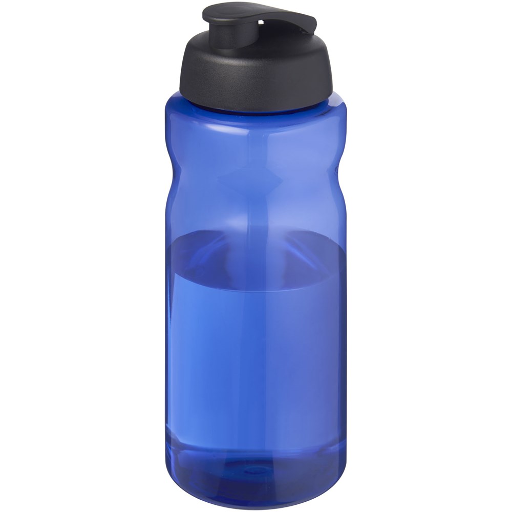 Bouteille de sport H2O Active® Eco Big Base de 1 litre à couvercle rabattable Bleu, Noir