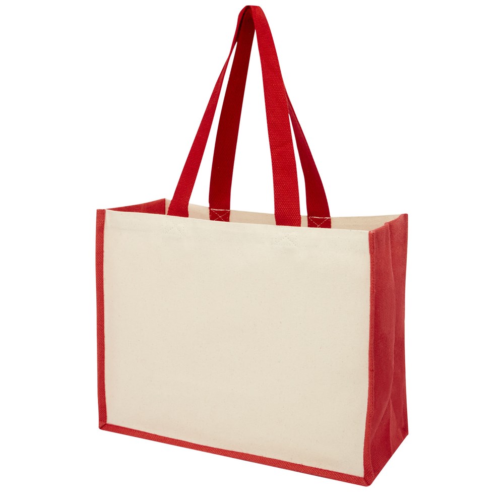 Varai 320 g/m Canvas und Jute Einkaufstasche 23L rot