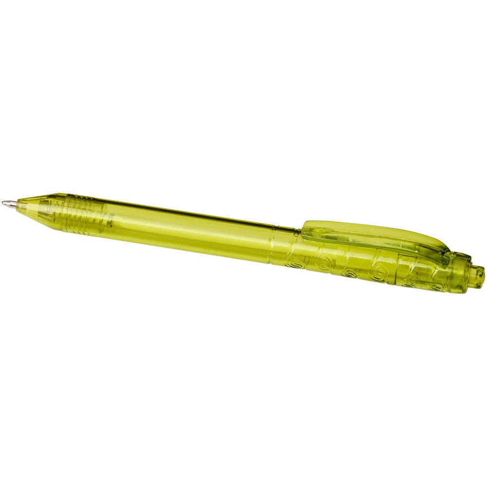 Stylo bille en RPET Vancouver (encre noire) Citron vert transparent