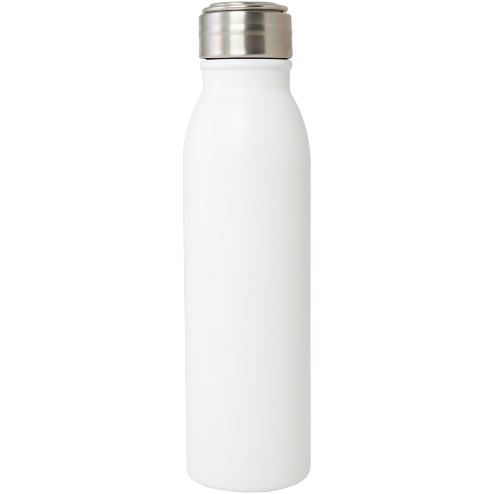 Bouteille d'eau Harper de 700 ml en acier inoxydable certifié RCS avec boucle métallique blanc