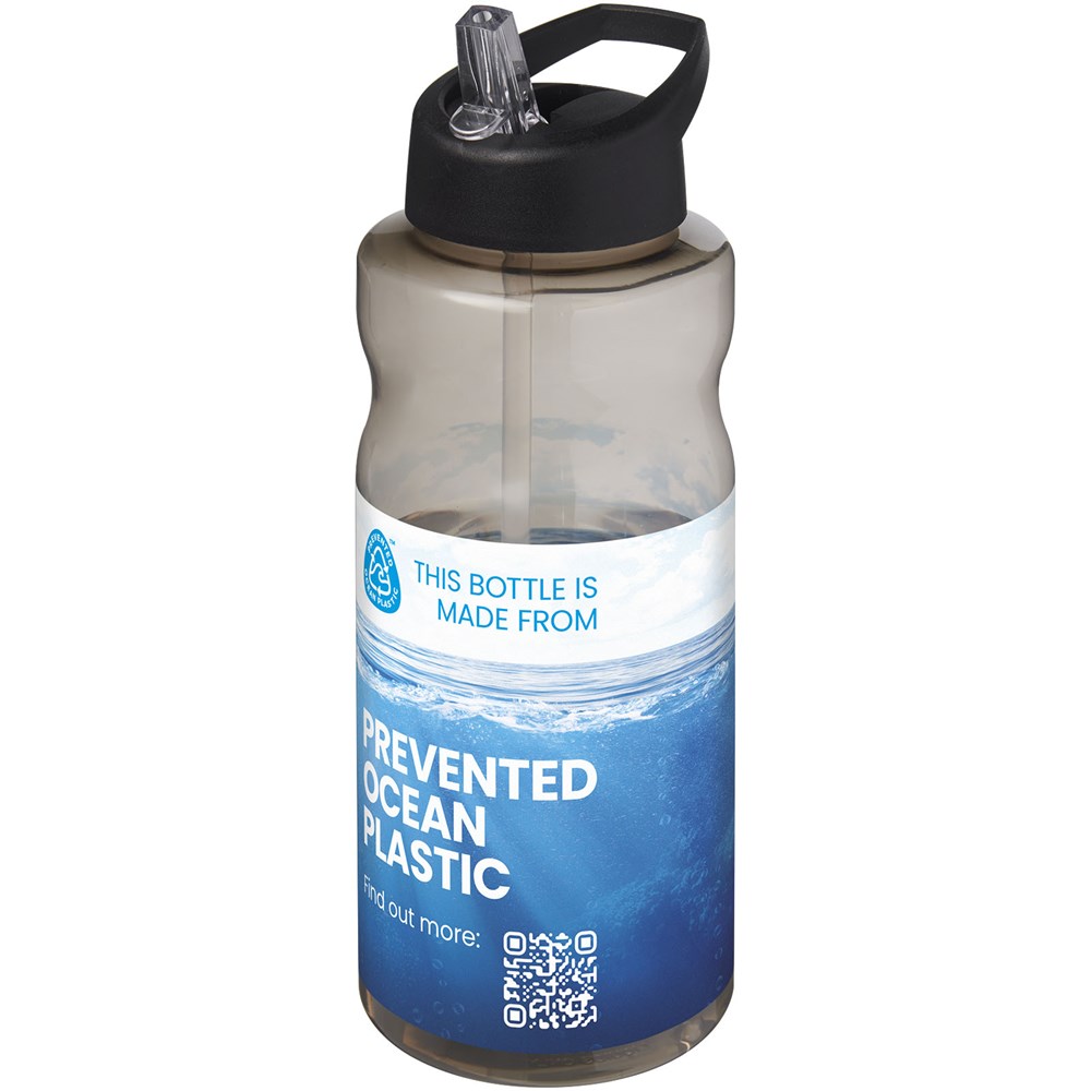 Bouteille de sport H2O Active® Eco Big Base de 1 litre avec couvercle à bec verseur Charbon, Noir