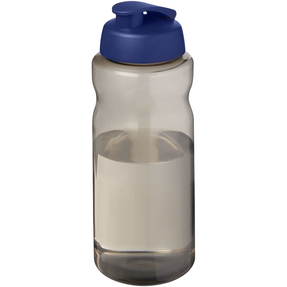 Bouteille de sport H2O Active® Eco Big Base de 1 litre à couvercle rabattable Charbon, Bleu