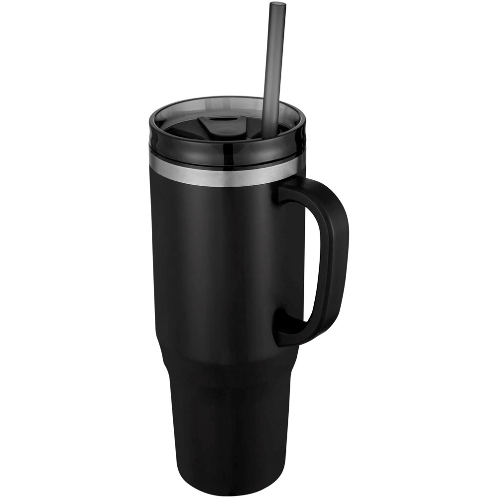 Mug isotherme Melbourne 1200 ml certifié RCS avec paille noir