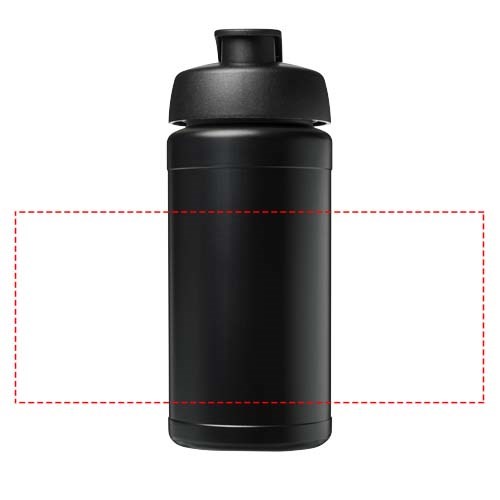 Bouteille de sport Baseline de 500 ml recyclée avec couvercle rabattable Noir, Noir