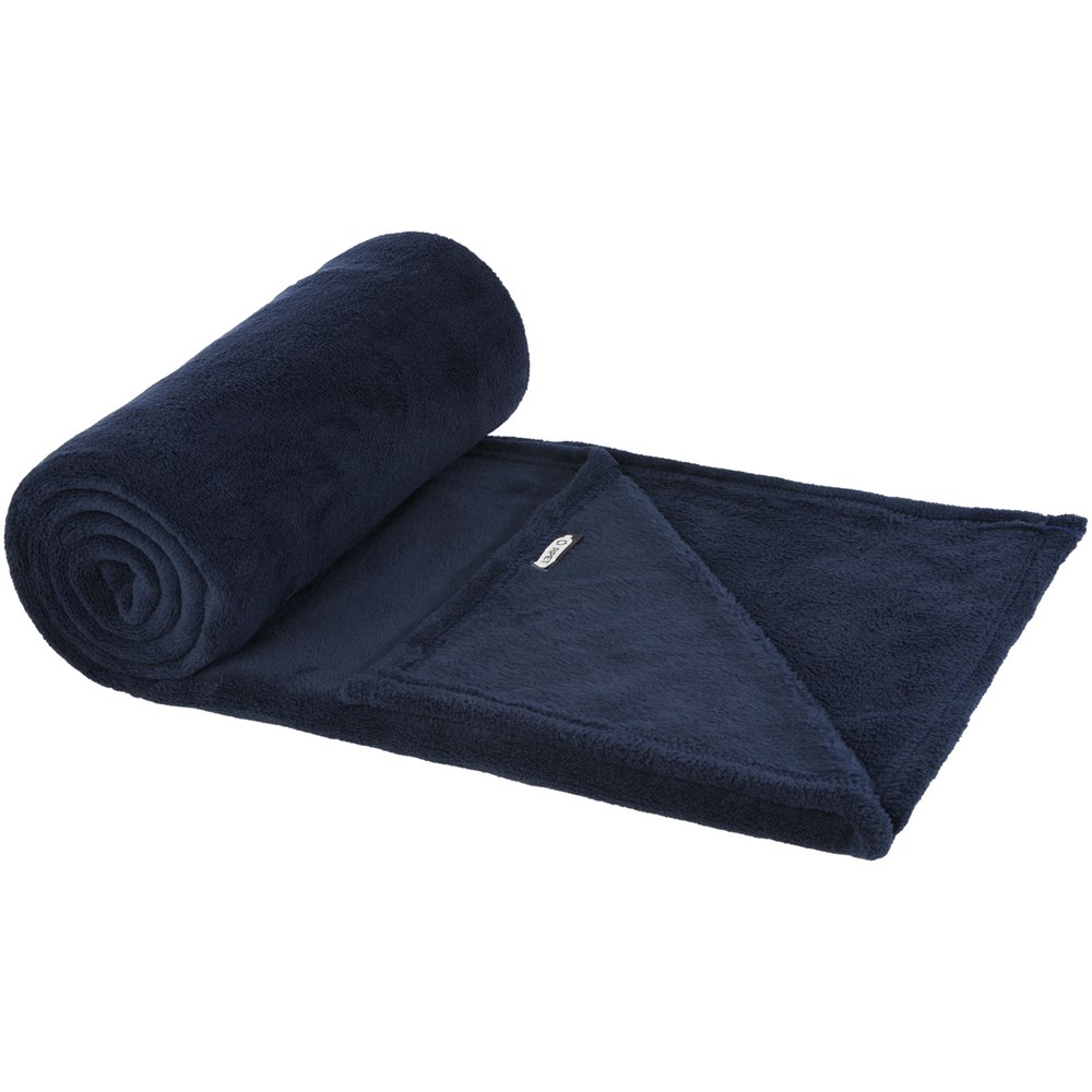 Couverture Lily en polaire molletonnée RPET certifiée GRS bleu foncé