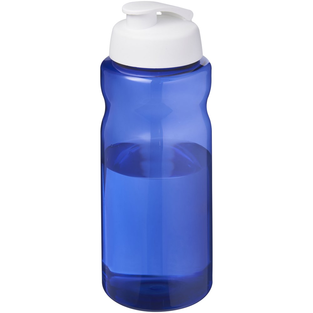 Bouteille de sport H2O Active® Eco Big Base de 1 litre à couvercle rabattable Bleu, Blanc