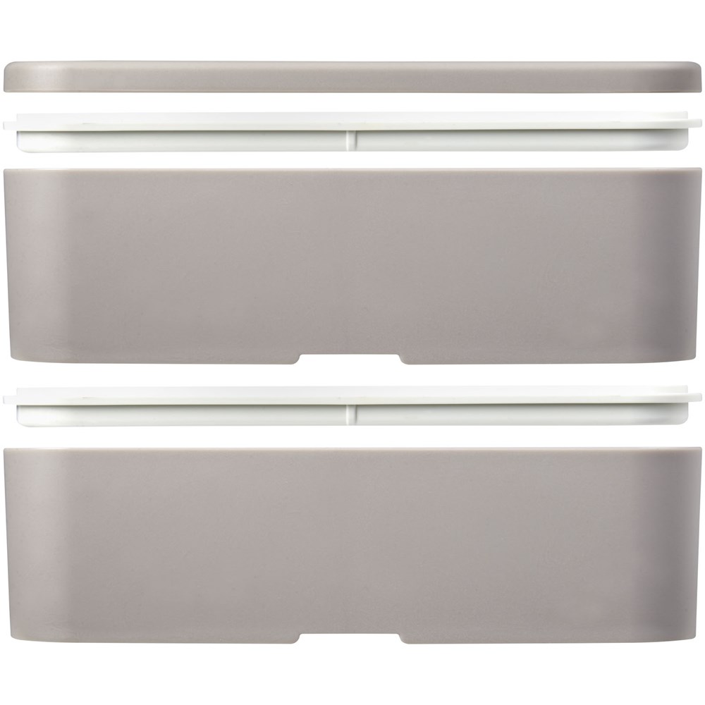 MIYO Renew Doppel-Lunchbox kieselgrau, kieselgrau, weiss