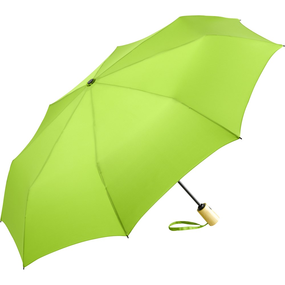 Parapluie de poche FARE waterSAVE® EcoBrella poignée en bois Vert clair