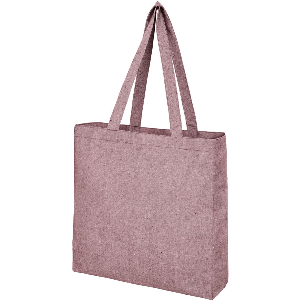 Pheebs 210 g/m² recycelte Tragetasche mit Seitenfalten 13L heather Maroon rot