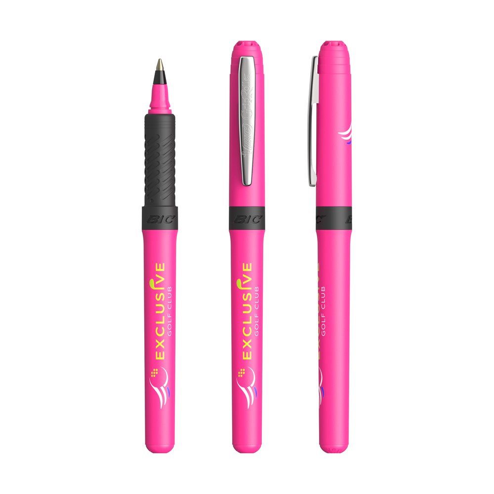 BIC® Grip Roller Pink - Chrome - encre noire