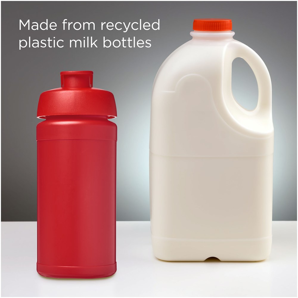 Bouteille de sport Baseline de 500 ml recyclée avec couvercle rabattable Rouge, Rouge