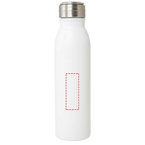 Bouteille d'eau Harper de 700 ml en acier inoxydable certifié RCS avec boucle métallique blanc