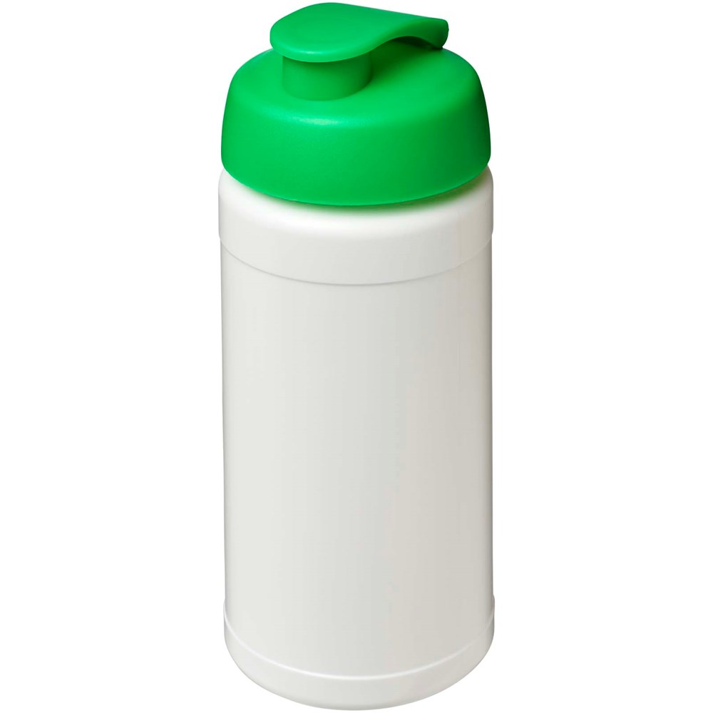 Bouteille de sport Baseline Rise de 500 ml recyclée avec couvercle rabattable Blanc, Vert