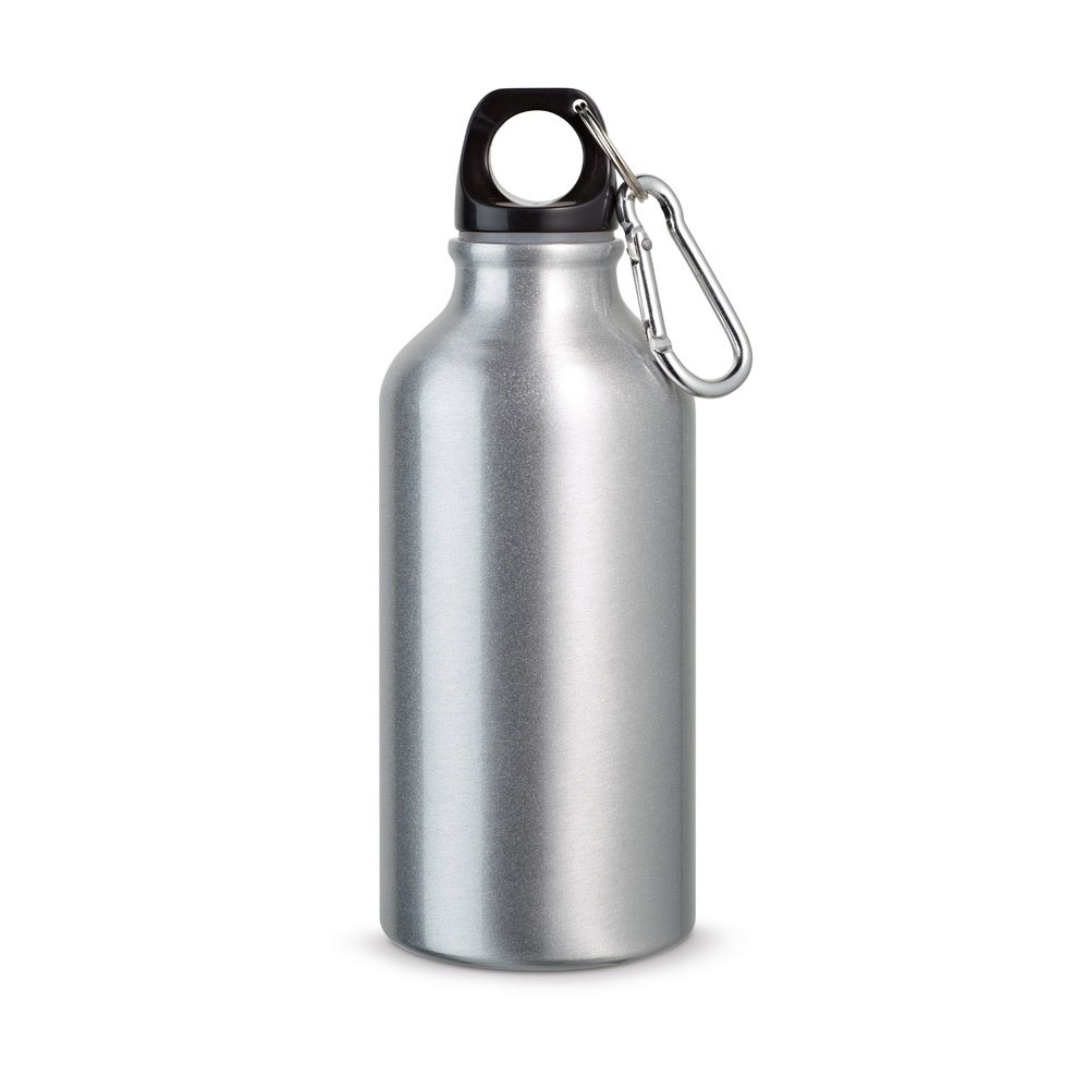 LANDSCAPE Bouteille de sport 400mL en aluminium avec mousqueton Argenté satiné