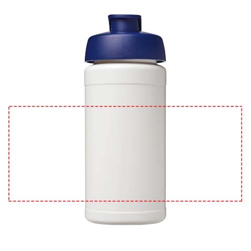 Bouteille de sport Baseline de 500 ml recyclée avec couvercle rabattable Blanc, Bleu