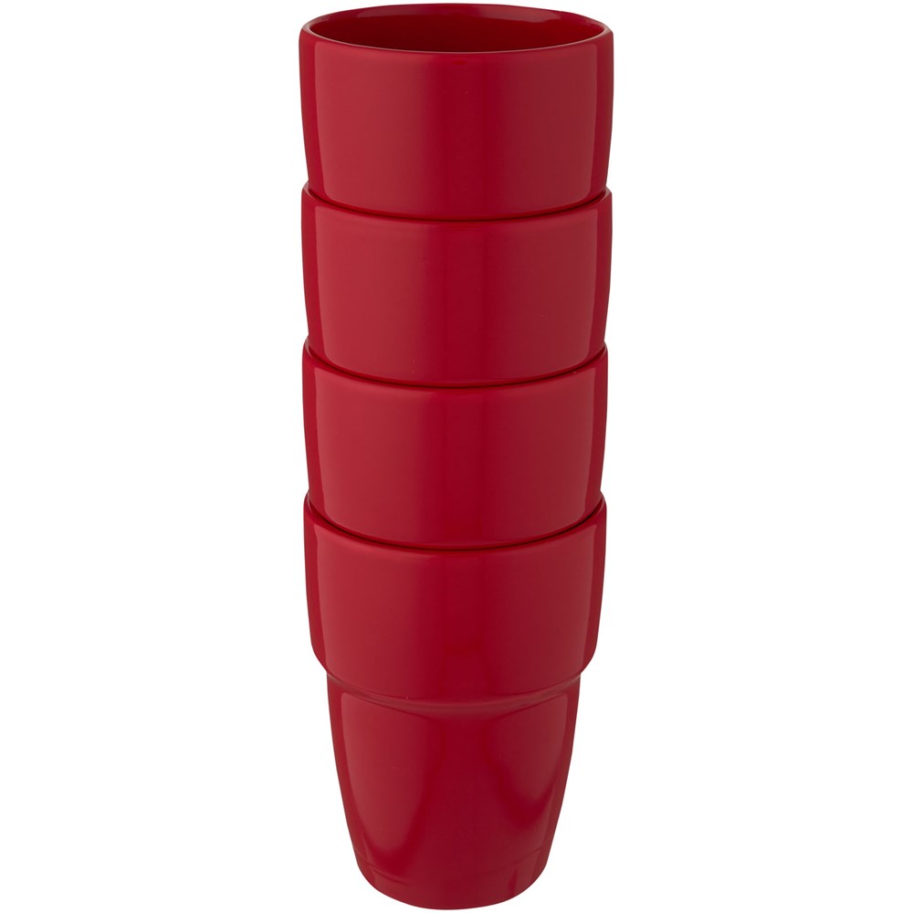 Staki 4-teiliges Geschenkset aus stapelbaren 280 ml Bechern rot