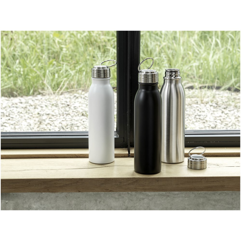 Bouteille d'eau Harper de 700 ml en acier inoxydable certifié RCS avec boucle métallique noir