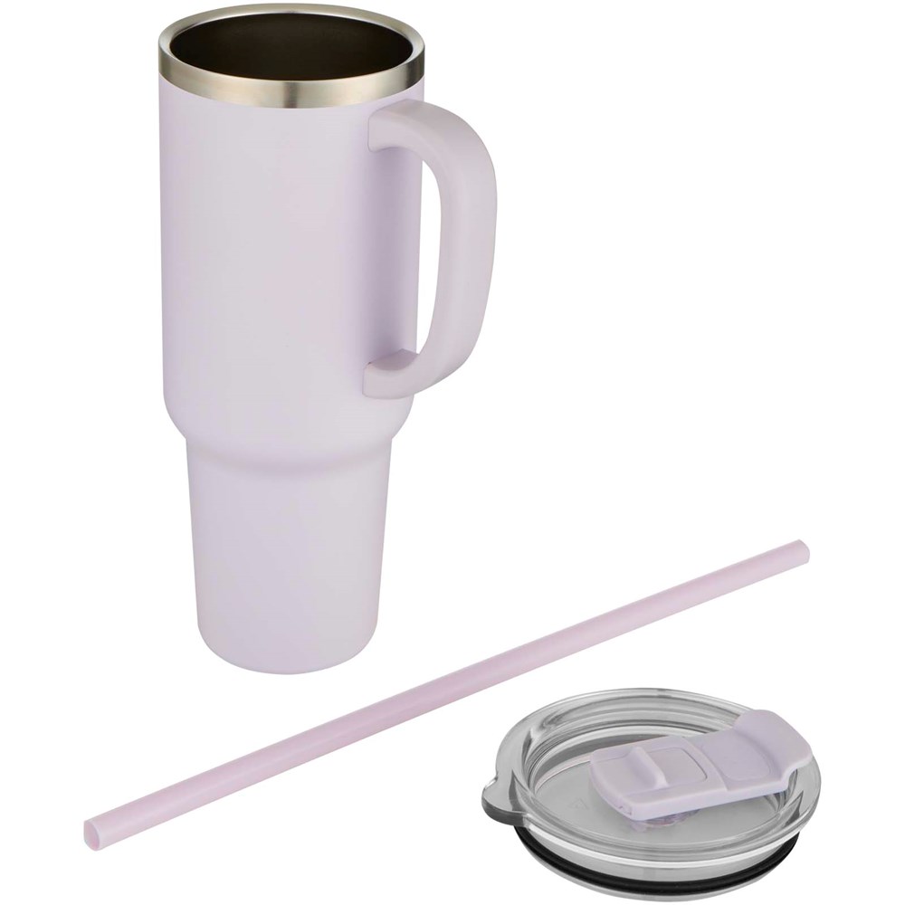 Mug Sydney 1200 ml double paroi certifié RCS avec isolation par le vide et couche de cuivre avec paille Lilas