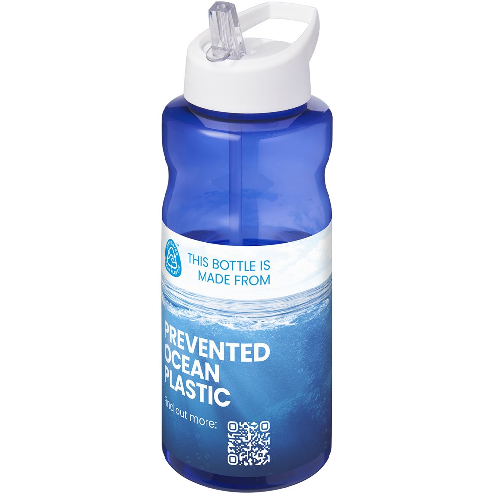 Bouteille de sport H2O Active® Eco Big Base de 1 litre avec couvercle à bec verseur Bleu, Blanc